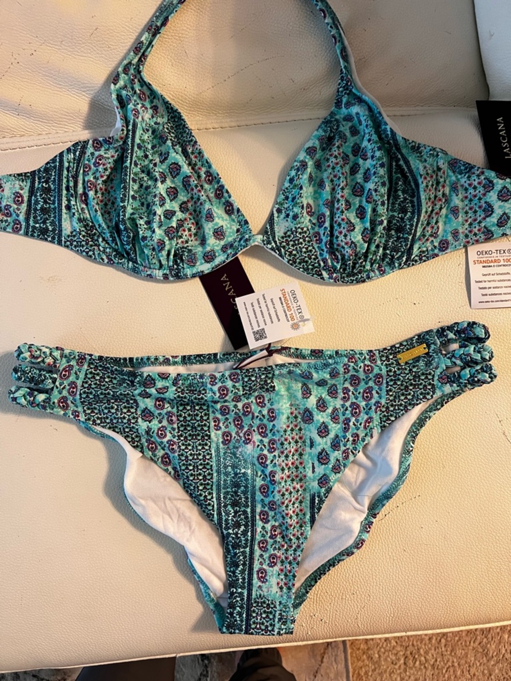LASCANA Teal Patterned Triangle Bikini Set - Teal